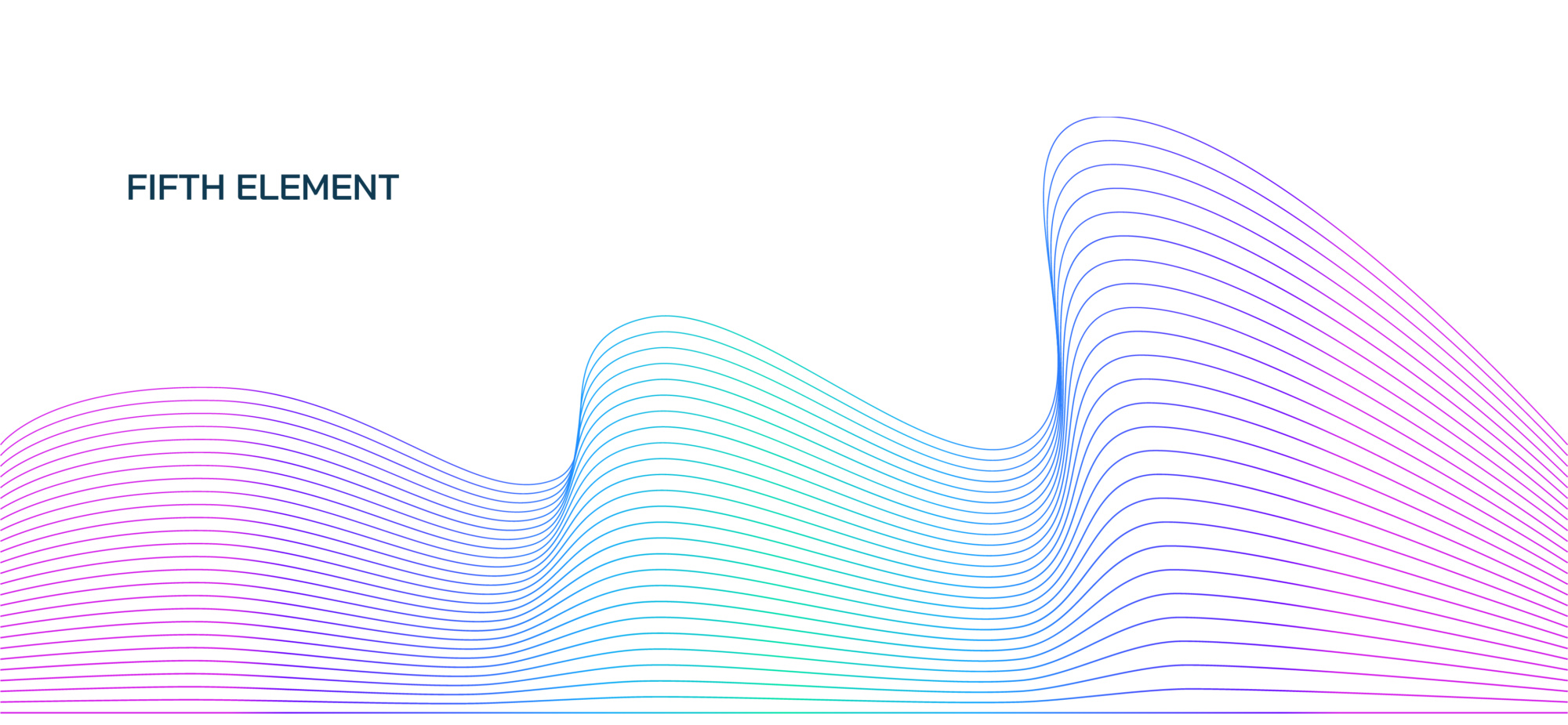 Femte element, grafisk visuelt element av bølger i NablaFlows farger.