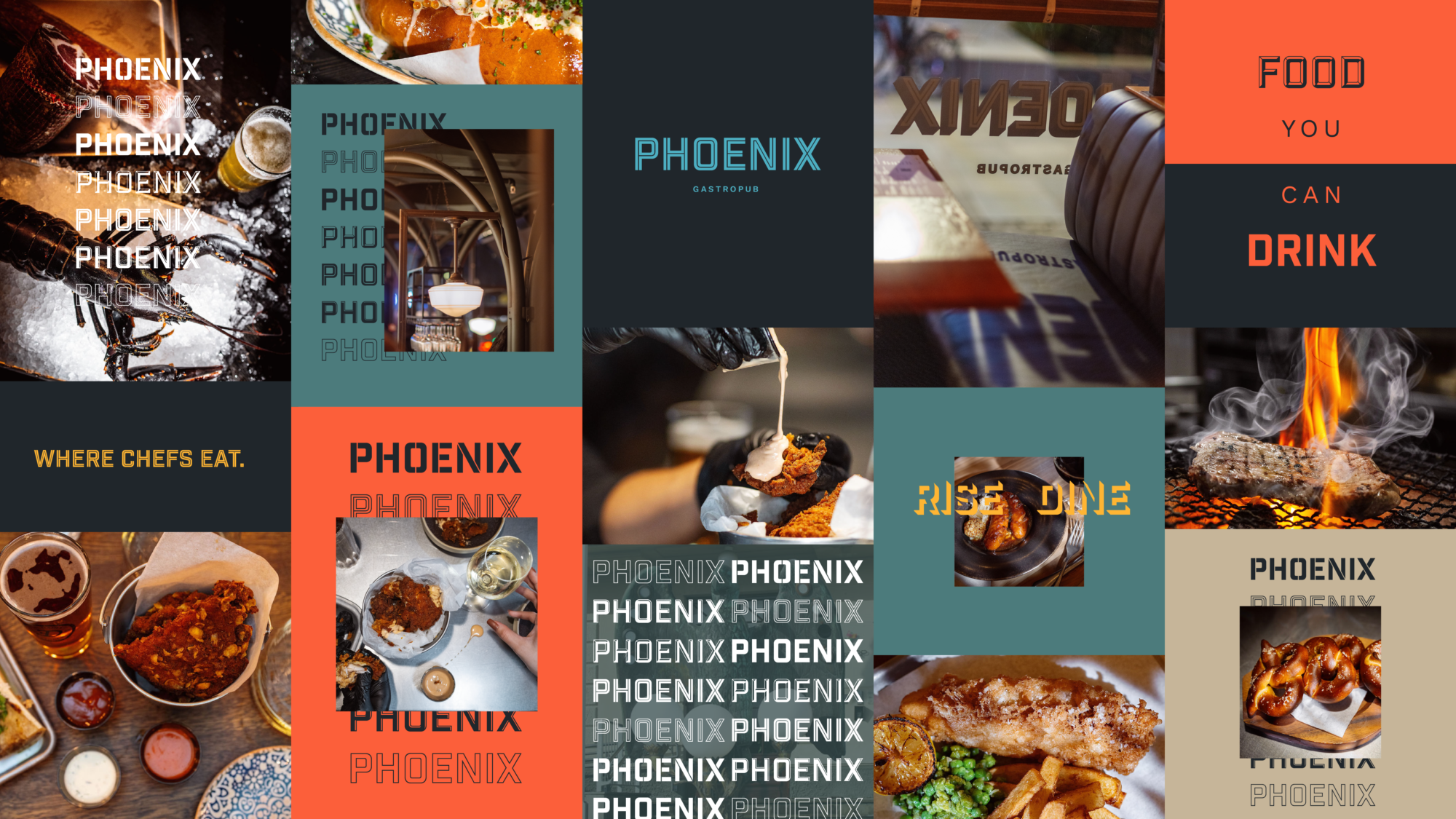 Fotokollasje Phoenix visuell identitet