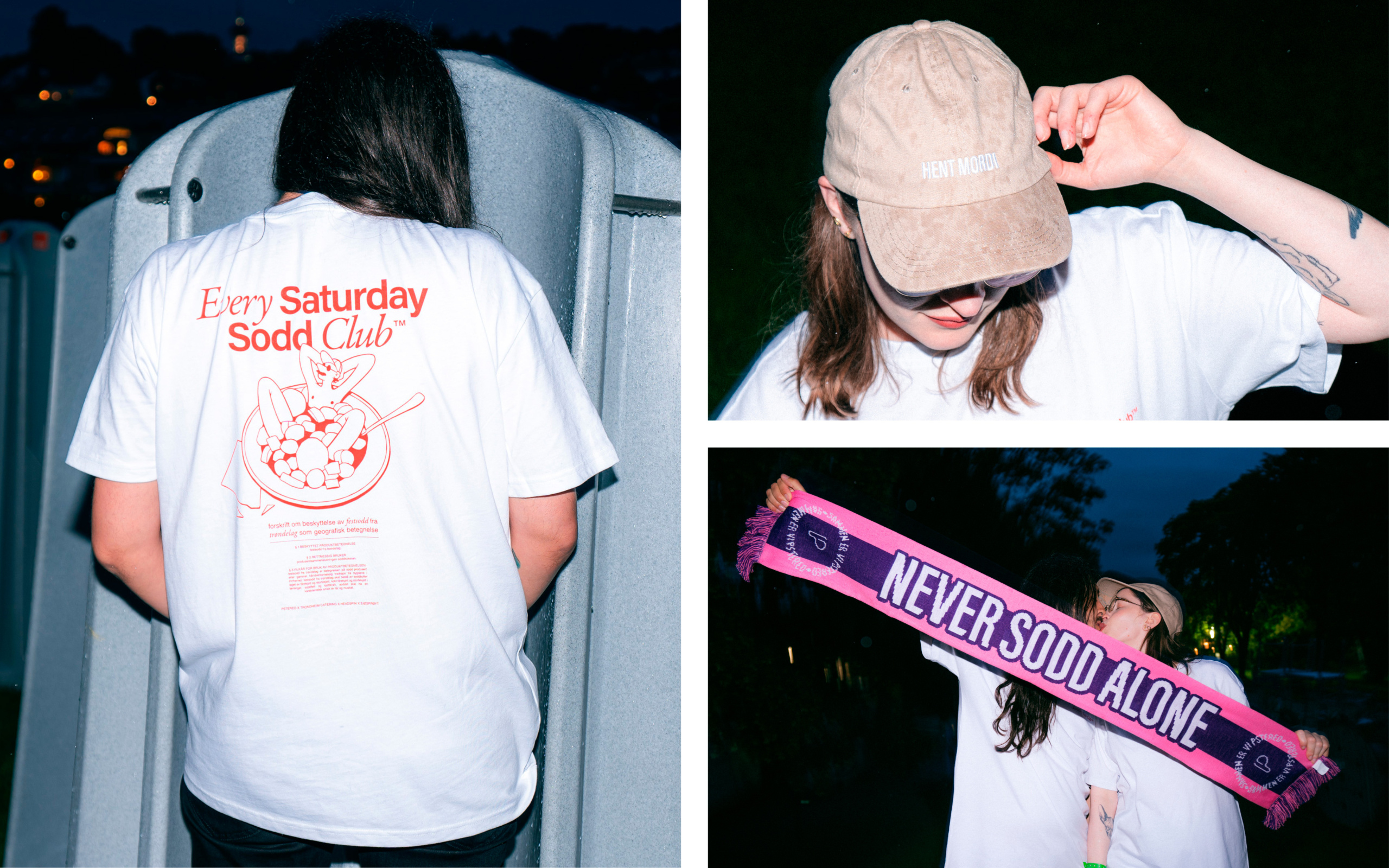 Pstereo 2025 Merch-design. Tskjorte, skjerf og caps.